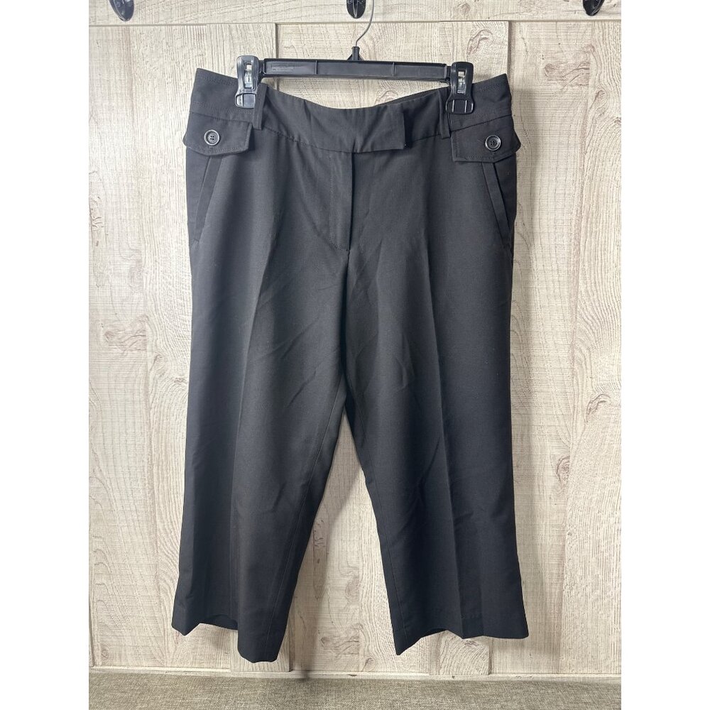 Cato Womens Capri Black Dress Pants Size 10 With Button Details Preppy Office